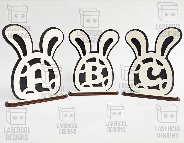 Easter Bunny Monogram Set 4 (3 Sizes) - Laser Cut Files product image (2)