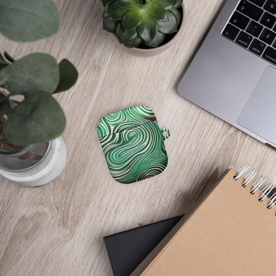 Funky Cool Green Liquid Tie-Dye Airpods Case product image (3)