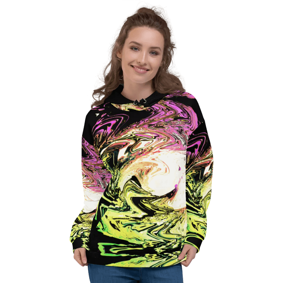 Abstract Neon Daisy Swirl All Over Print Pull Over Hoodie product image (6)