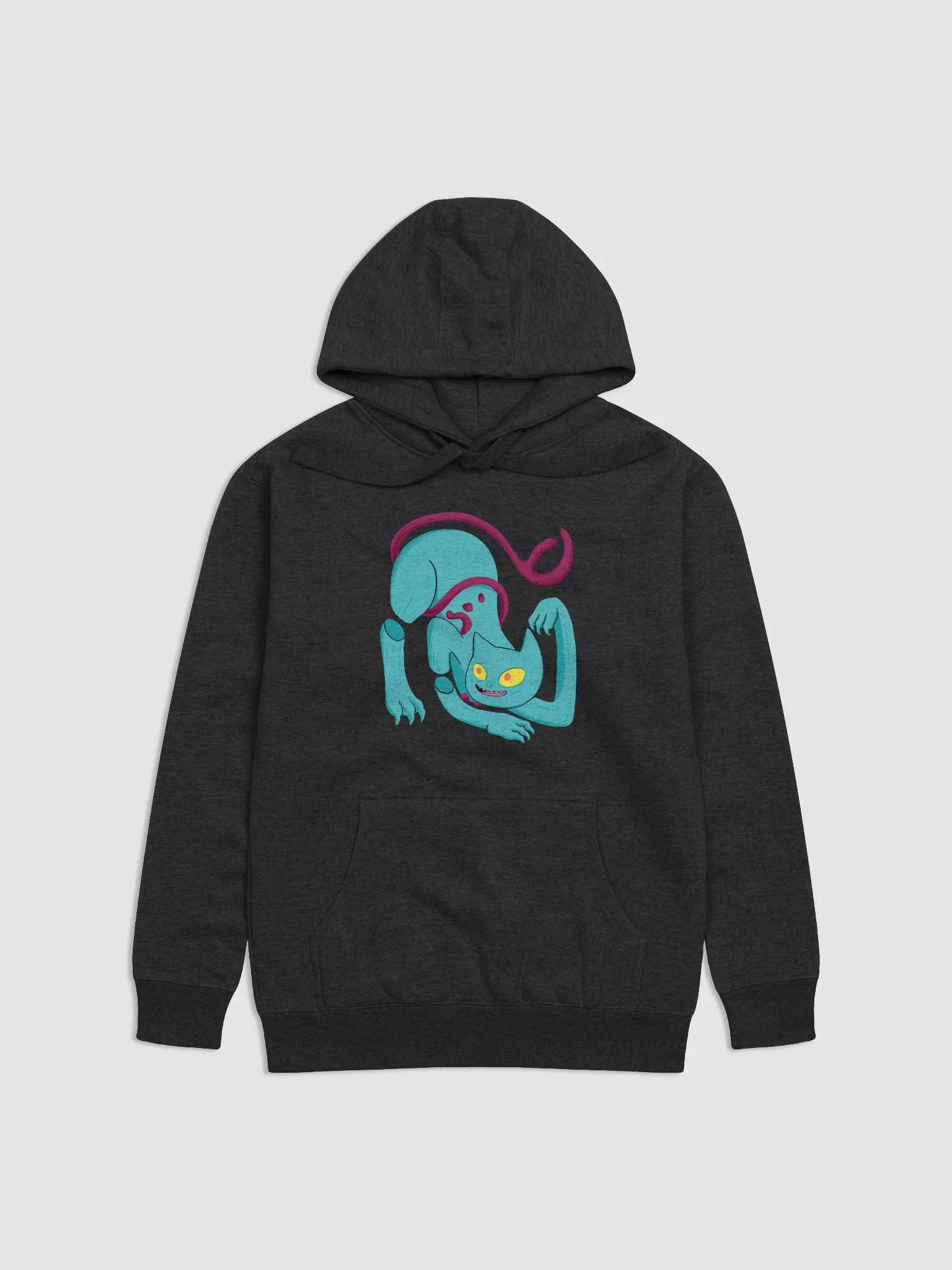 Demon Cat With Text on the Back Long Hoodie Multicolor product image (5)
