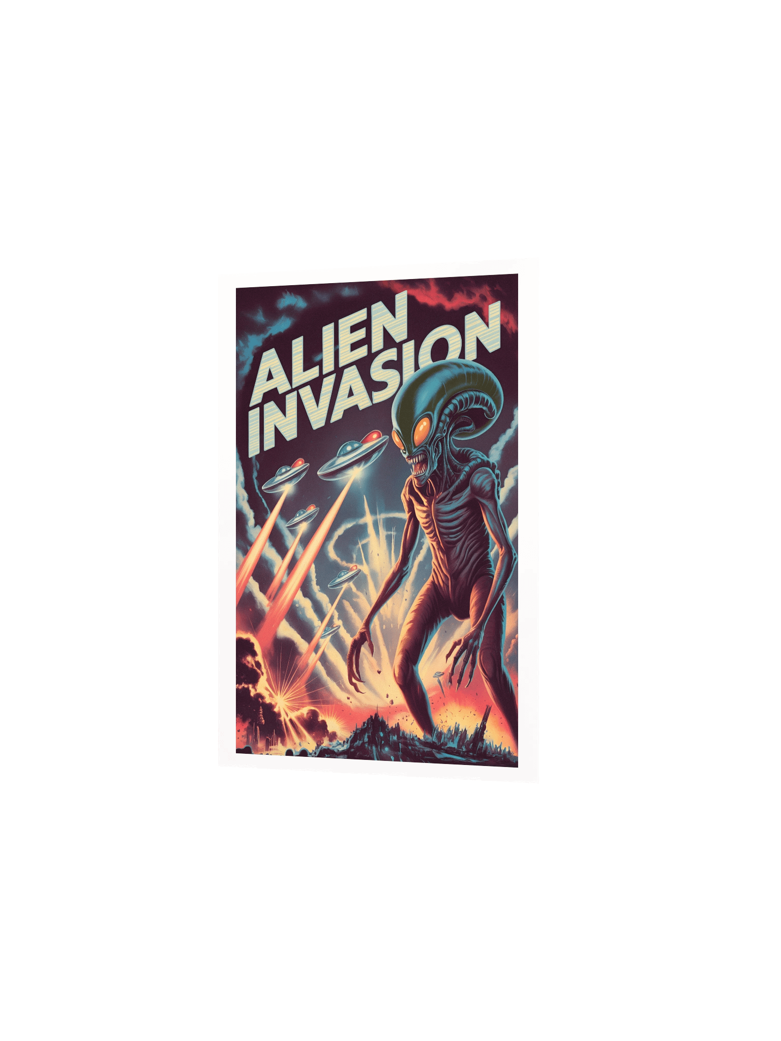 Alien Invasion Poster – Retro Sci-Fi Extraterrestrial Wall Art product image (3)