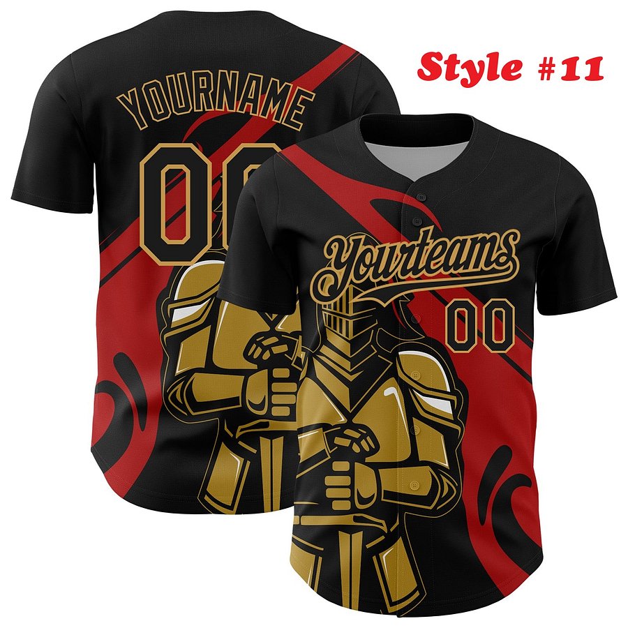 Authentic Baseball Jersey, Custom Baseball Jersey, Personalized Sport Jersey, Colorful, Number, Knight Hero Art product image (207)