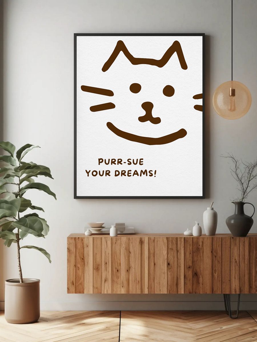 Purr-sue Your Dreams Cat Wall Art - Cute Minimalist Kitty Print, Motivational Animal Poster, Playful Nursery Kids Room Decor, Cat Lover Gift product image (5)