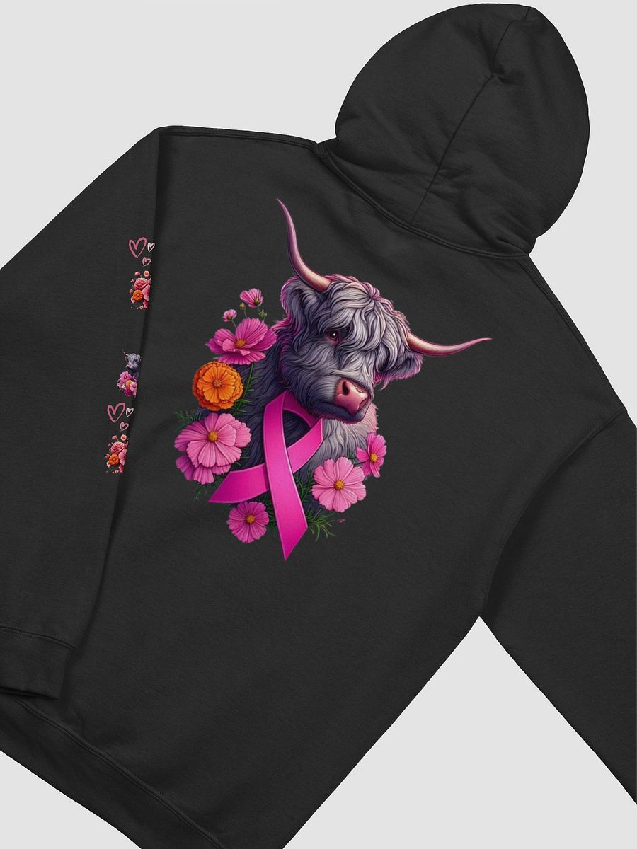 Highland Cow Floral Bliss Breast Cancer Awareness Hoodie product image (4)
