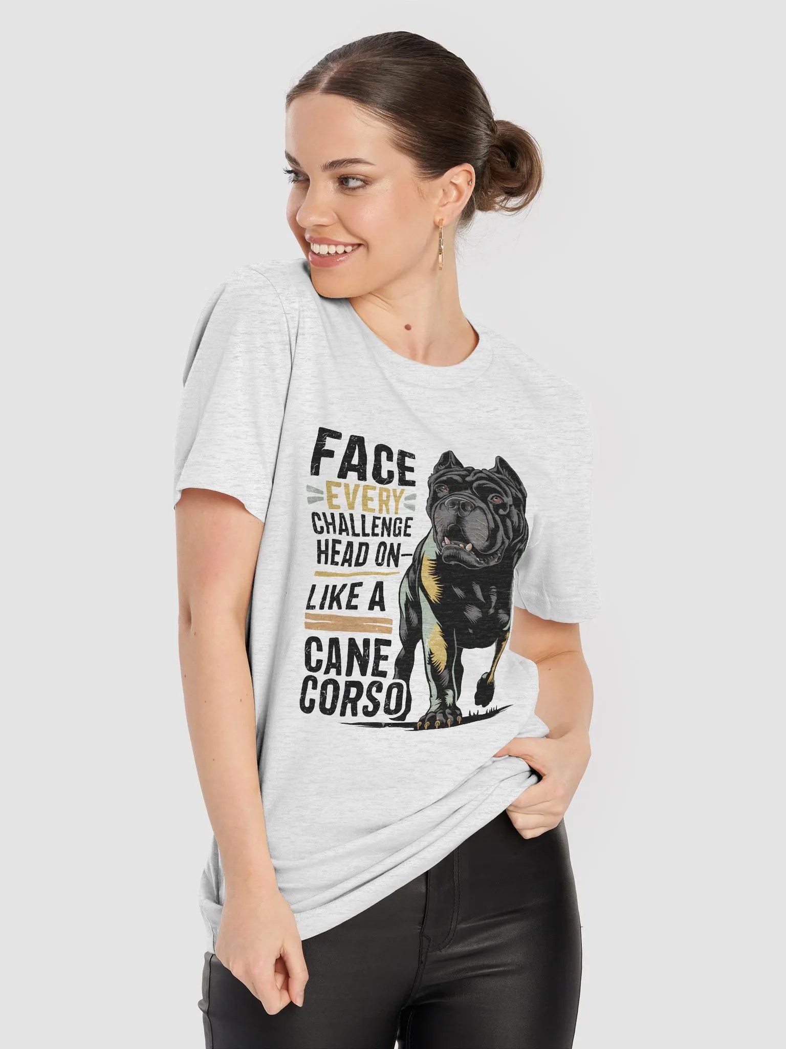 Face Every Challenge Head On Like a Cane Corso T-Shirt – Motivational Dog Lover Tee product image (6)