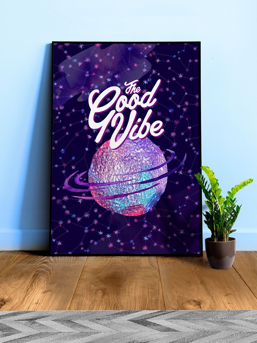 Good vibe [neon/synthwave/vaporwave/watercolor] — aesthetic watercolor poster, neon space poster, retrowave poster, motivation quotes product image (1)