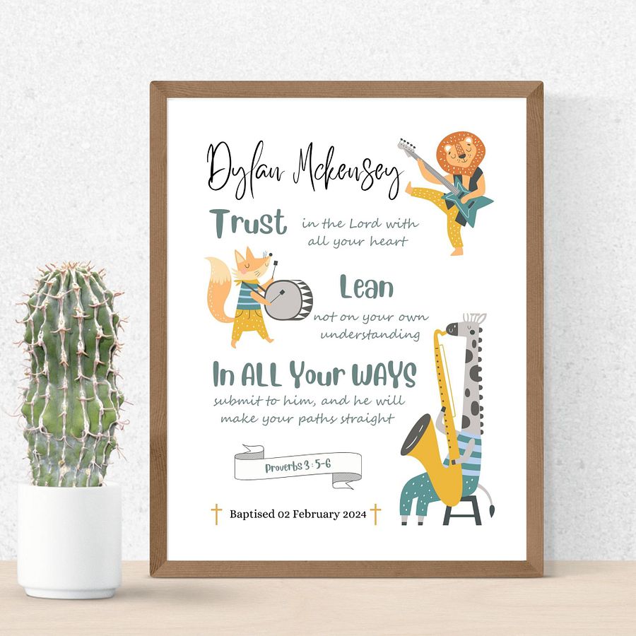 Animals Playing Musical Instruments Baptism Canva Template product image (2)