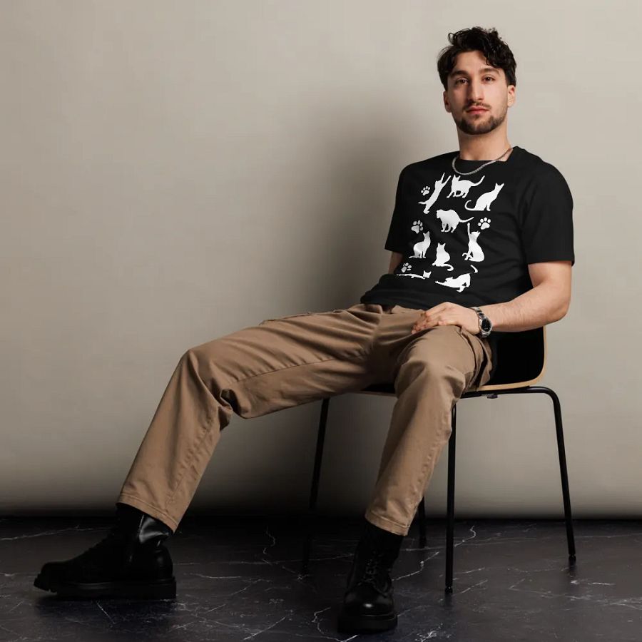 Cat Lover's Dream T-Shirt: Silhouette Collection of Cats in Playful Poses product image (5)