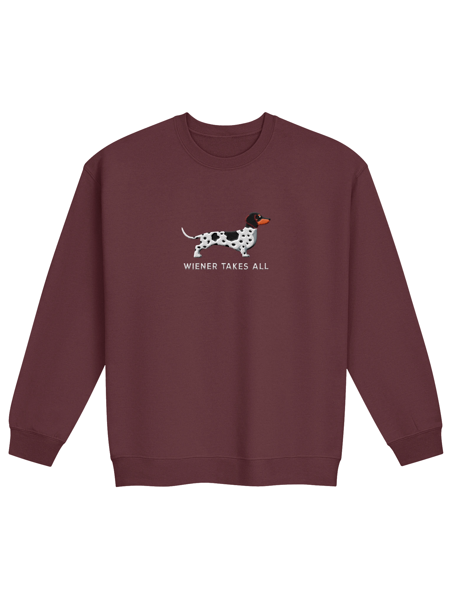 Wiener Takes All Sweatshirt (Embroidered) of a Dachshund(Piebald Black) product image (5)