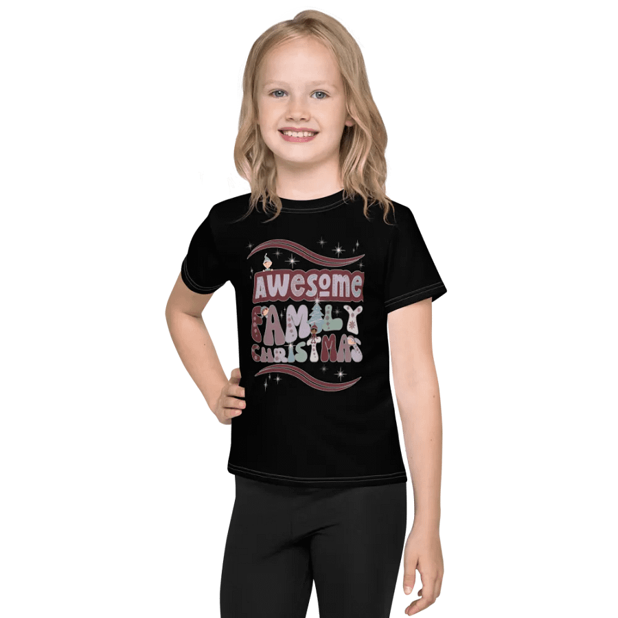 Fun Boho Awesome Family Christmas Black Kid's Tee product image (2)