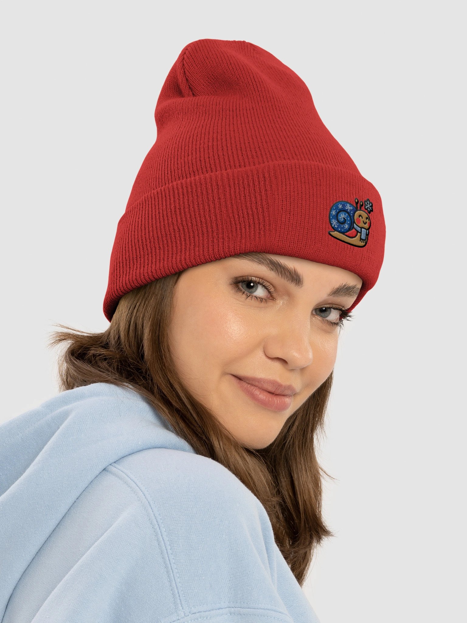 Snowflake Snail Cuffed Beanie - Embroidered product image (19)