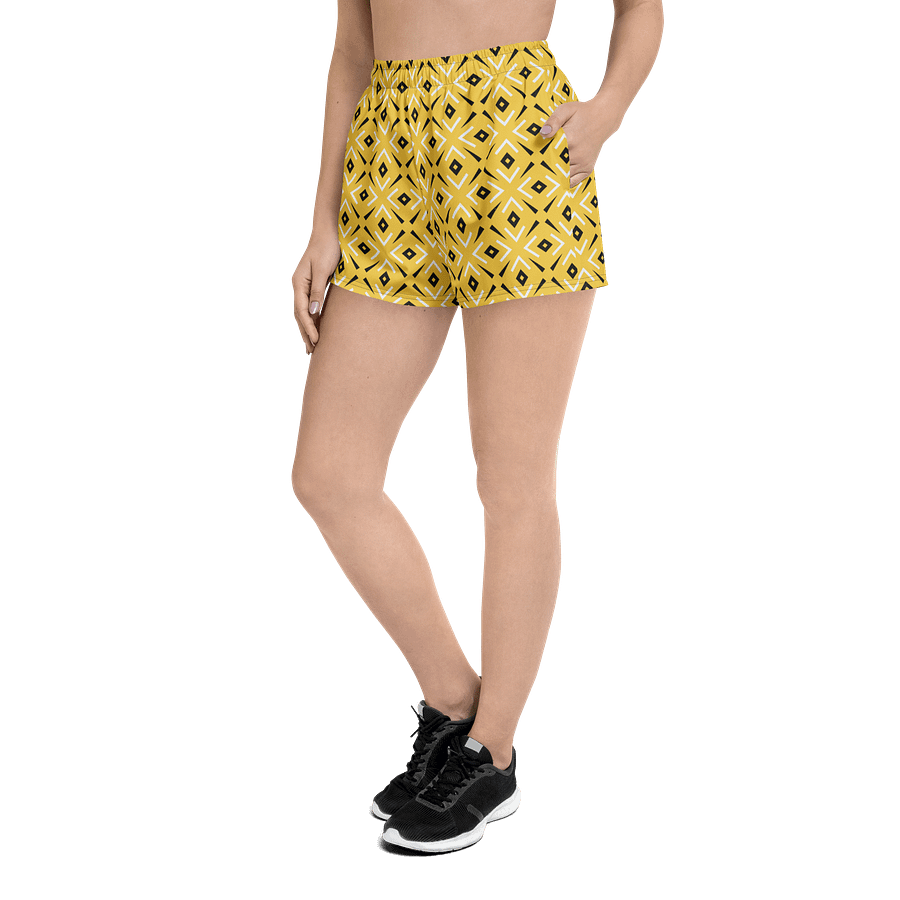 Lemon Lattice Geometric Print Athletic Shorts product image (6)