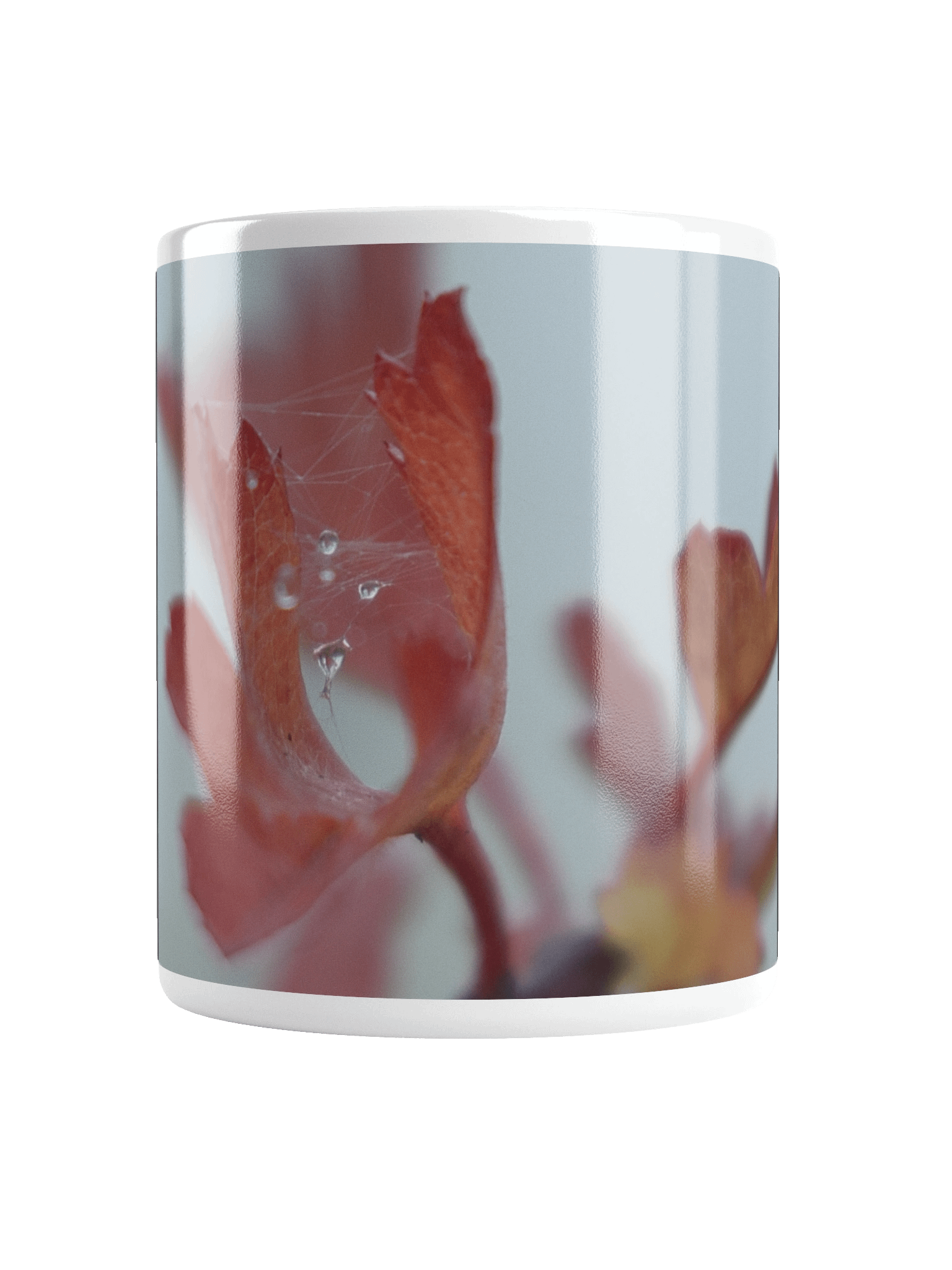 Keramiktasse weiß - Herbstblatt mit Tautropfen product image (2)