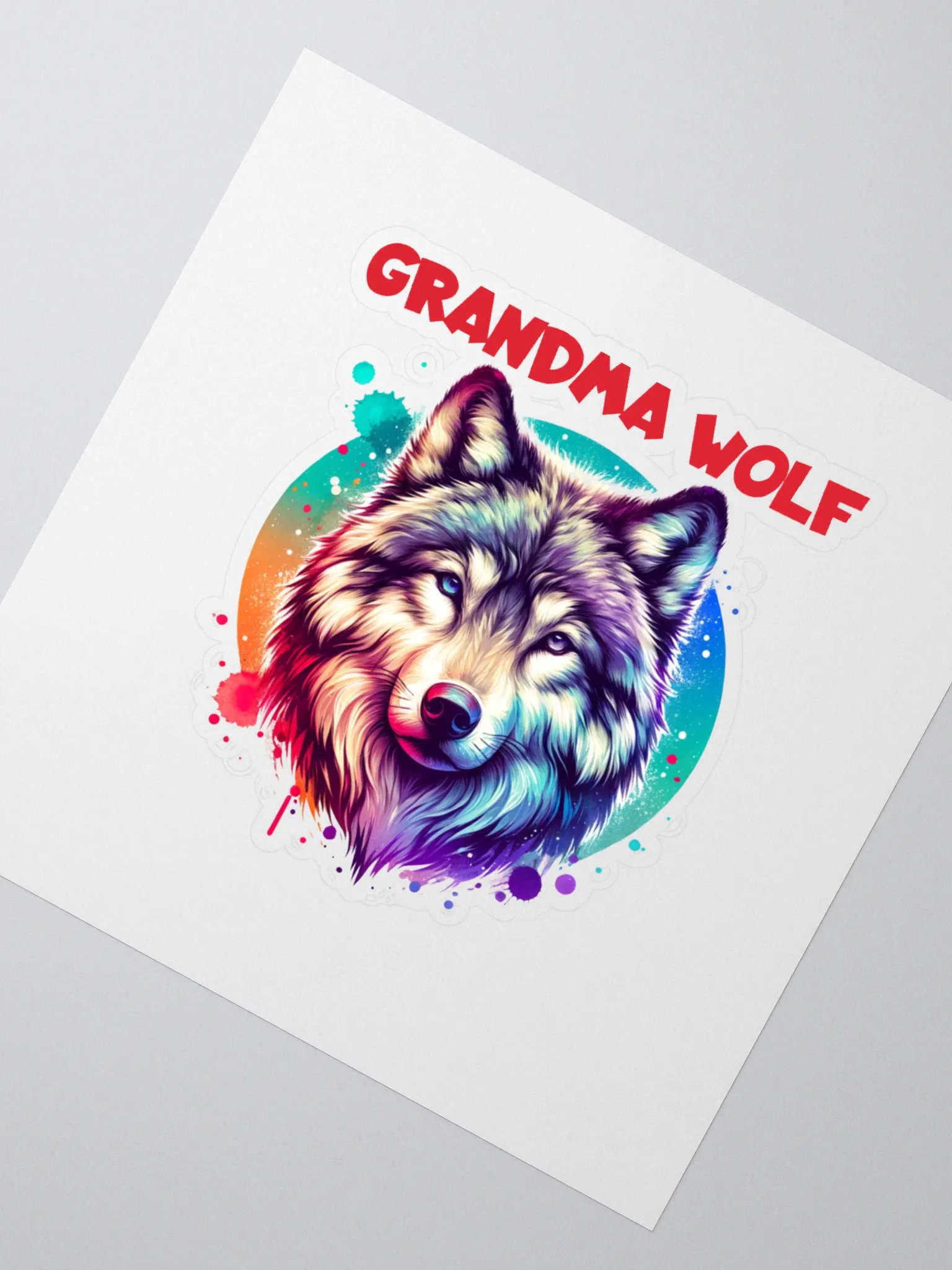 Vibrant Grandma Wolf Kiss Cut Stickers product image (2)