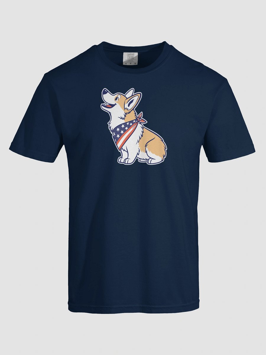 Cute Corgi Graphic T-Shirt, 4th of July, Patriotic Unisex Garment-Dyed Tee product image (1)