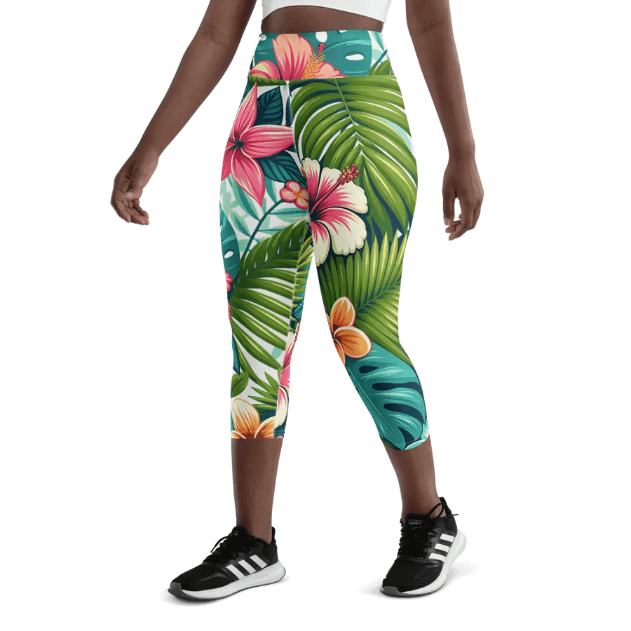 Tropical Blossom Paradise Yoga Capri Leggings product image (1)