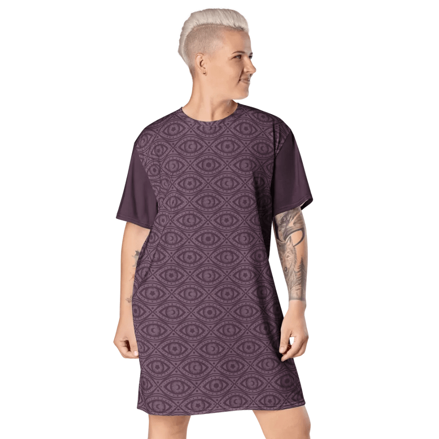 Boho Celestial Eyes Stars & Moons T-Shirt Dress product image (3)