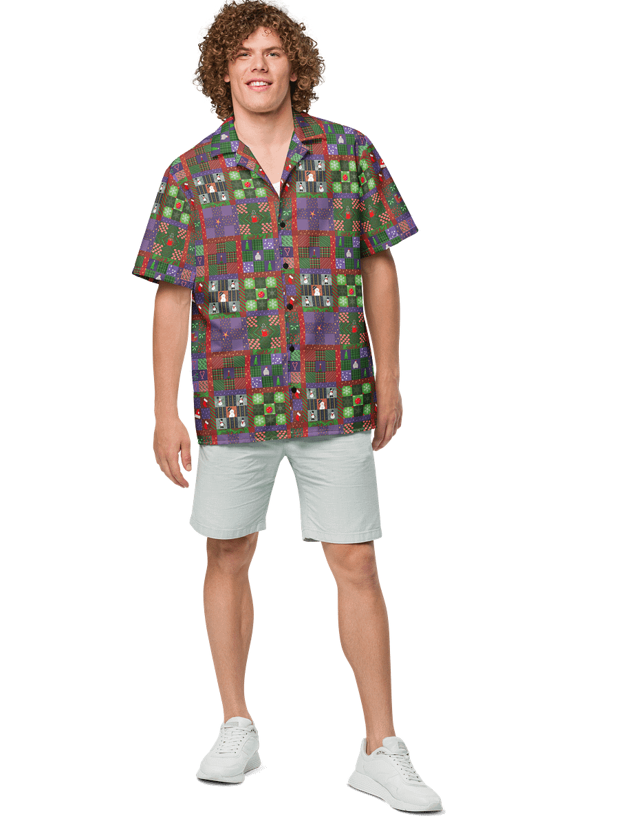 Christmas Patchwork Oversized Button Down Shirt product image (8)