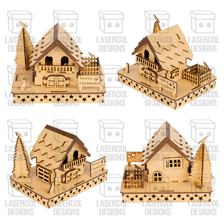 Christmas Houses (4 Styles) - Laser Cut Files product image (6)