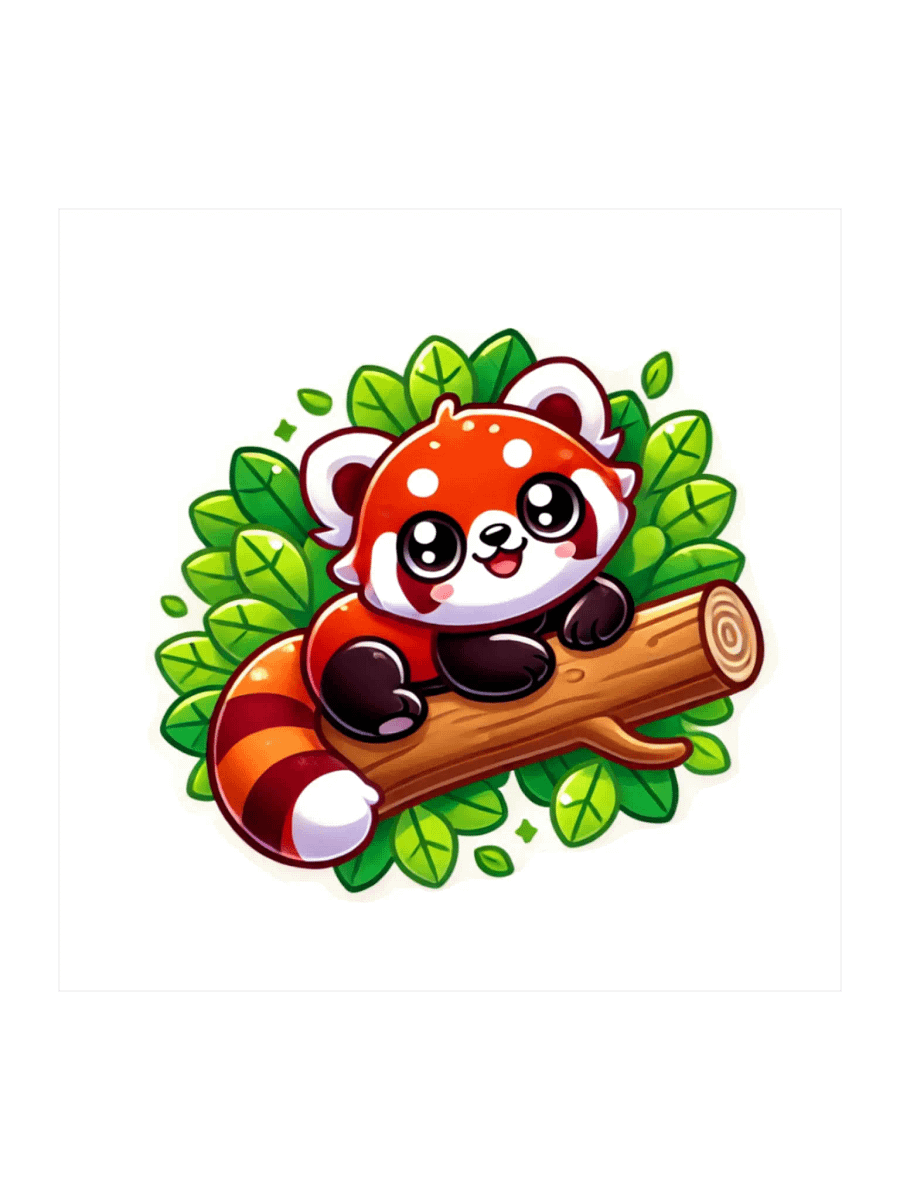 Adorable Cheerful Red Baby Panda Kiss Cut Stickers. product image (1)