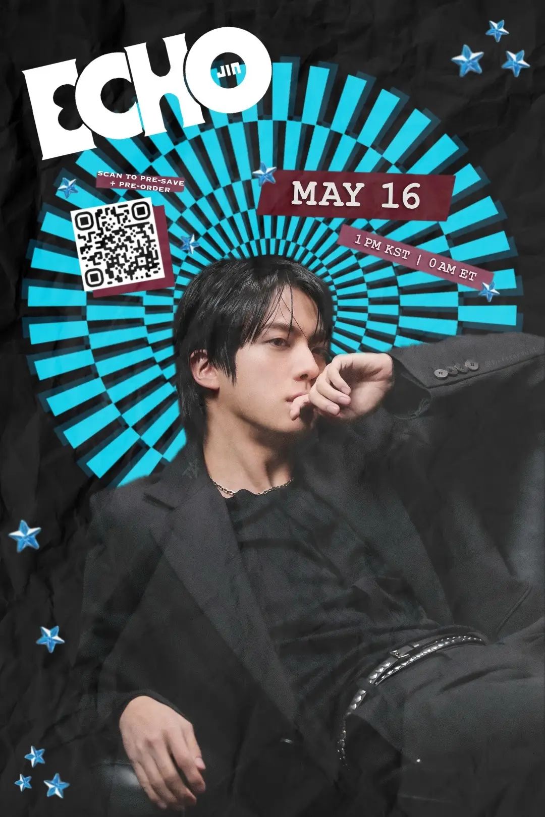Jin | 2nd solo album | Echo May 16, 1pm KST | 0am ET scan to presave + preorder or visit https://jin.lnk.to/Echo #jin #진 #jin_echo #bts #btsedit #jinedit #btsarmy 