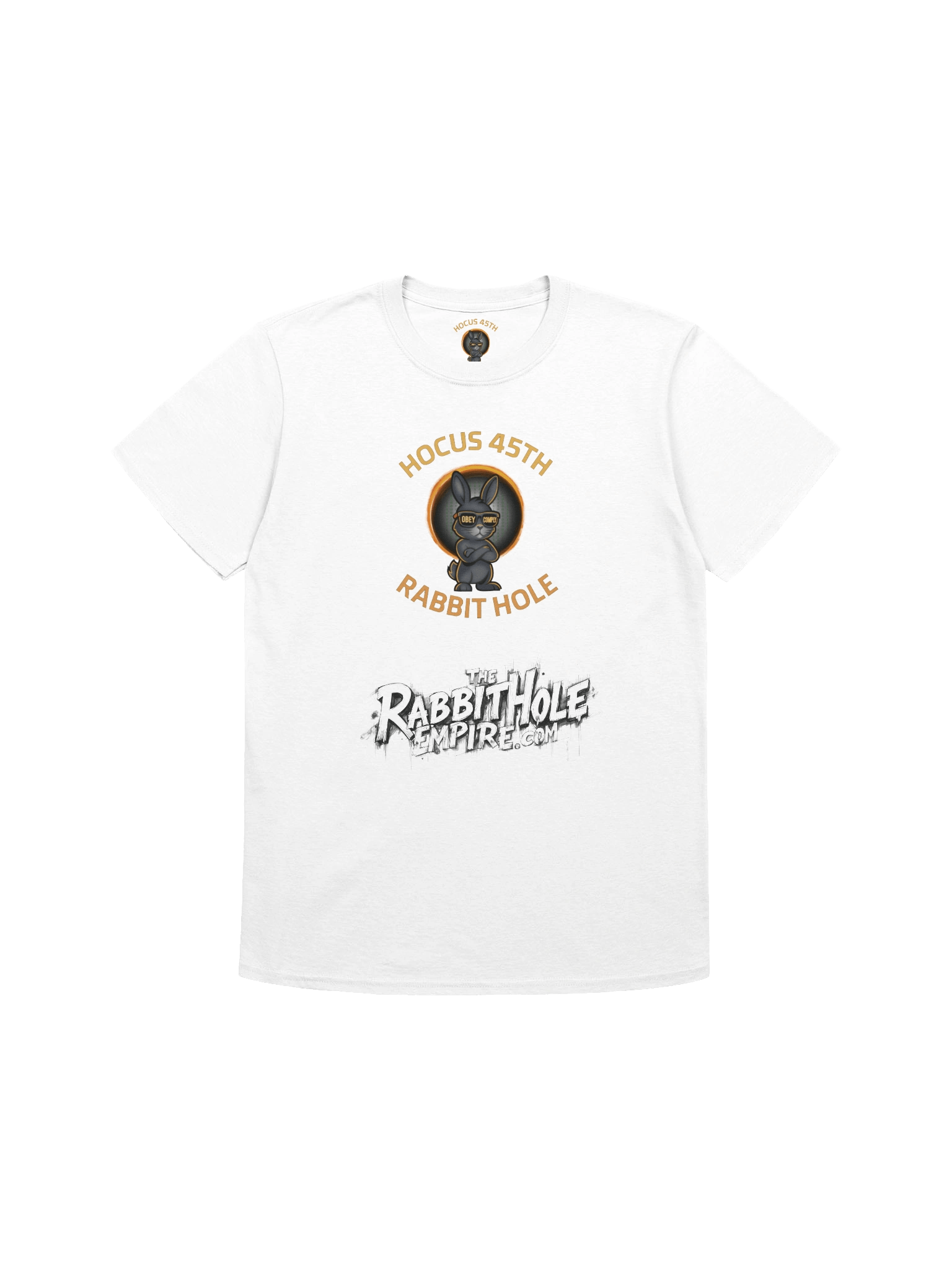 Hocus 45th Rabbit Hole (white t-shirt) product image (1)