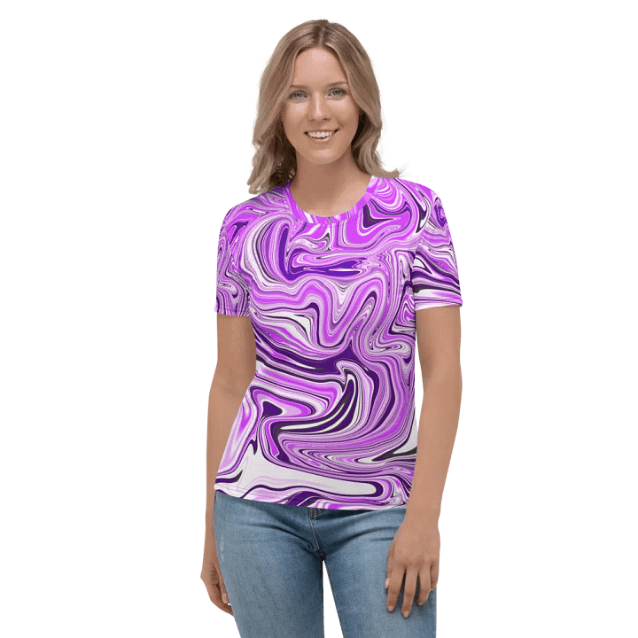 Women's Crew Neck Tshirt - Purple Digital Fluid Art product image (1)