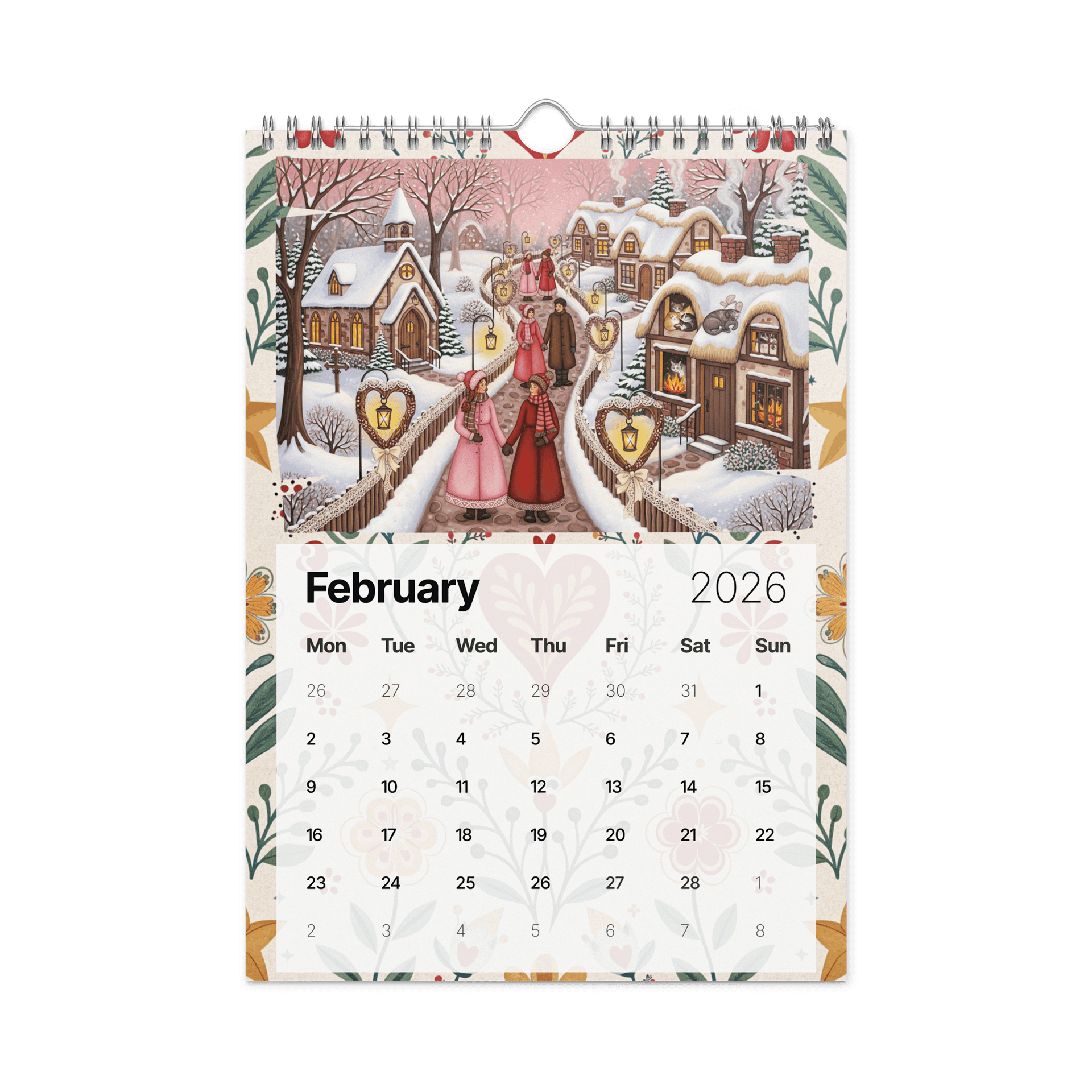 Heart & Harvest – Folk Art Wall Calendar 2026 | Hand-Painted Village Seasons, Colorful Traditional Art for Home & Office product image (5)