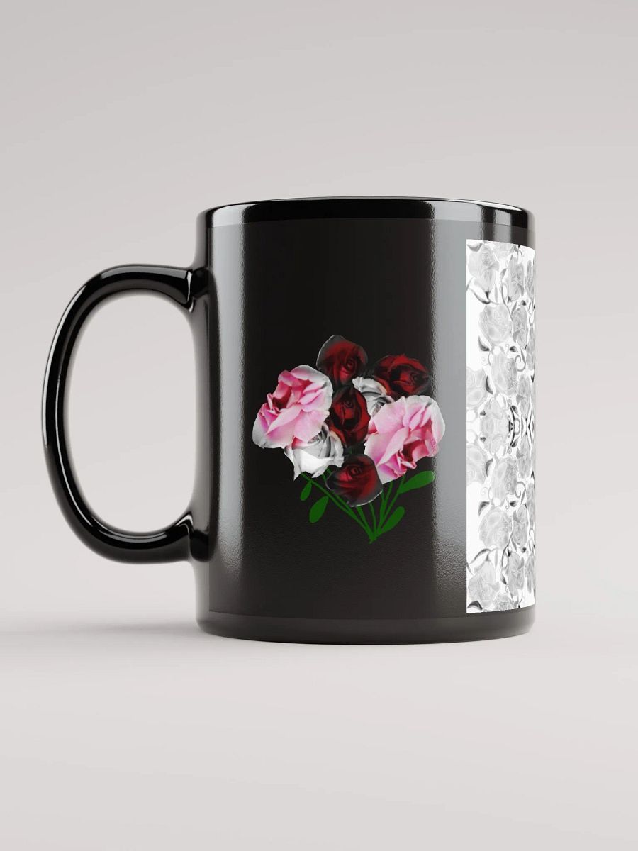 Gray Roses Rose Bouquet Black Coffee Mug product image (12)