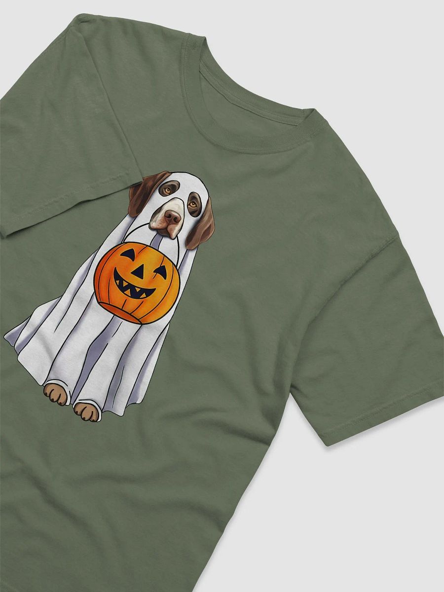 German Shorthaired Pointer Halloween Tee | Funny Halloween GSP Wearing a Ghost Costume with Pumpkin Basket product image (3)