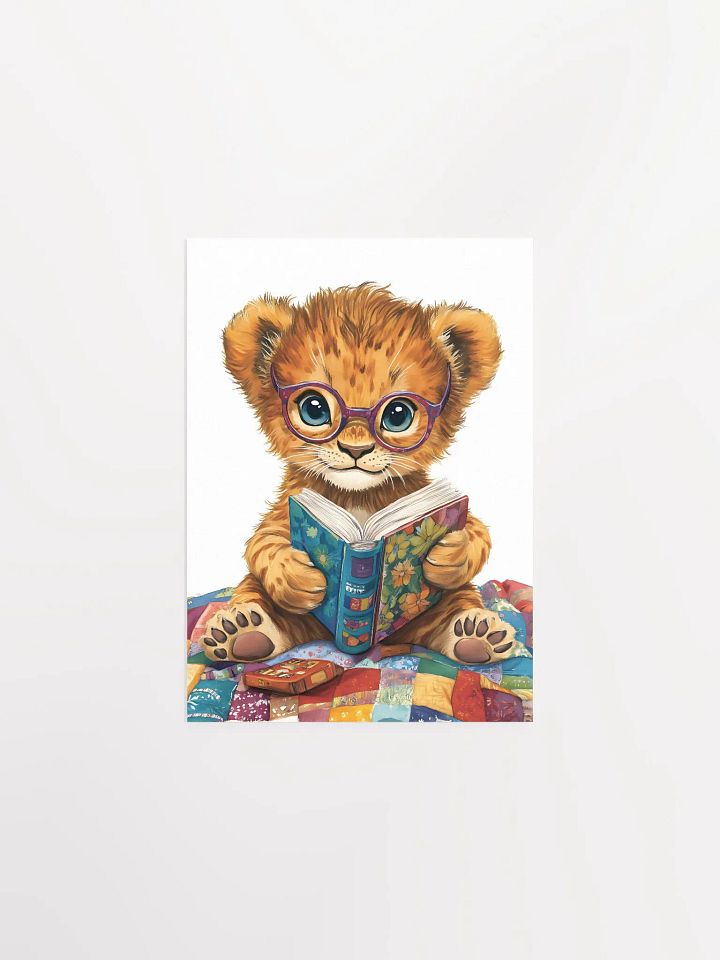 Whimsical Baby Lion Reading Poster product image (8)