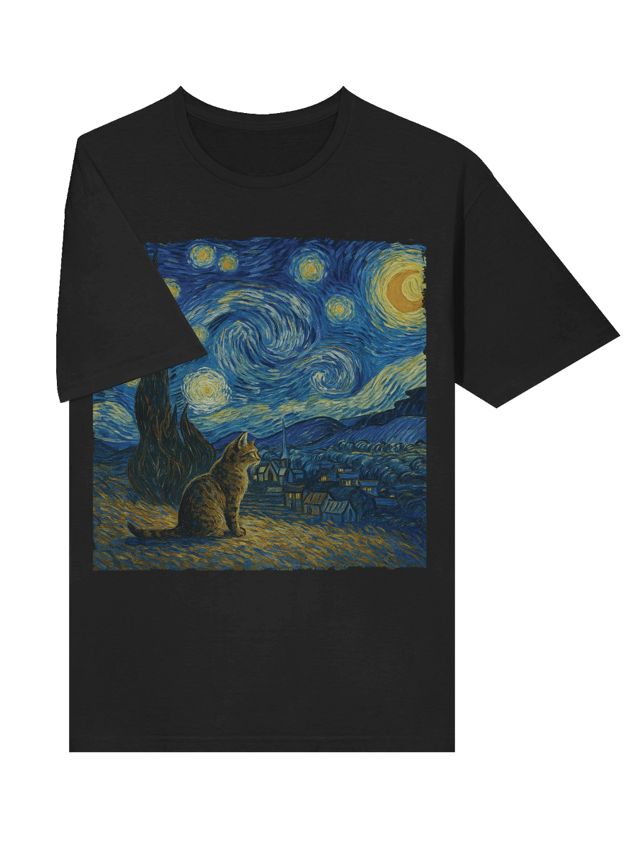Starry Night Van Gogh Style Tabby Cat T-Shirt product image (32)