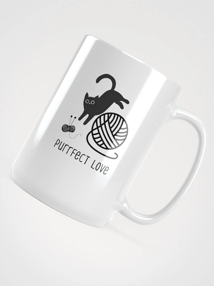 Black Cat with a knitting ball | White Glossy Mug product image (4)