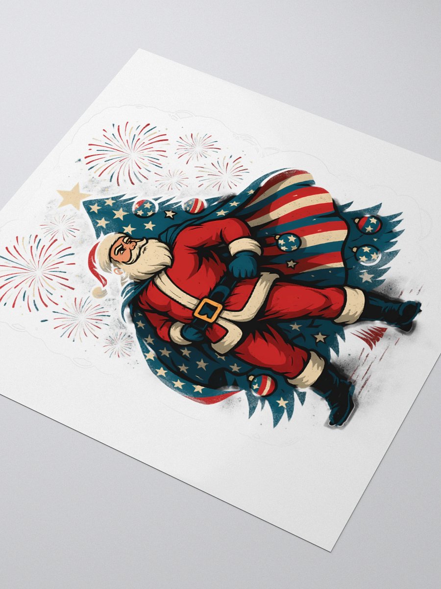 Patriotic Santa Claus American Flag Superhero Christmas Tree Kiss Cut Stickers product image (3)