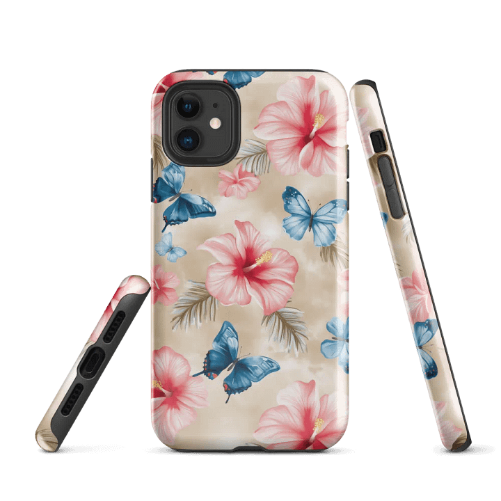 Tropical Hibiscus Butterflies - Tough Phone Case product image (1)