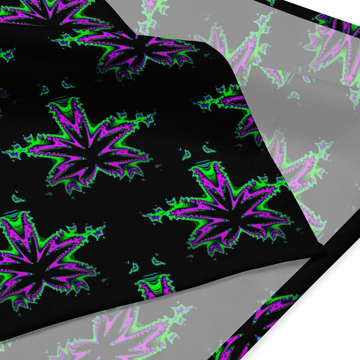 Weird Weed Twisted Budz Bandana, 420 Pot Leaf Pattern Accessory, Neon Pink Green Blue Cannabis Art product image (3)
