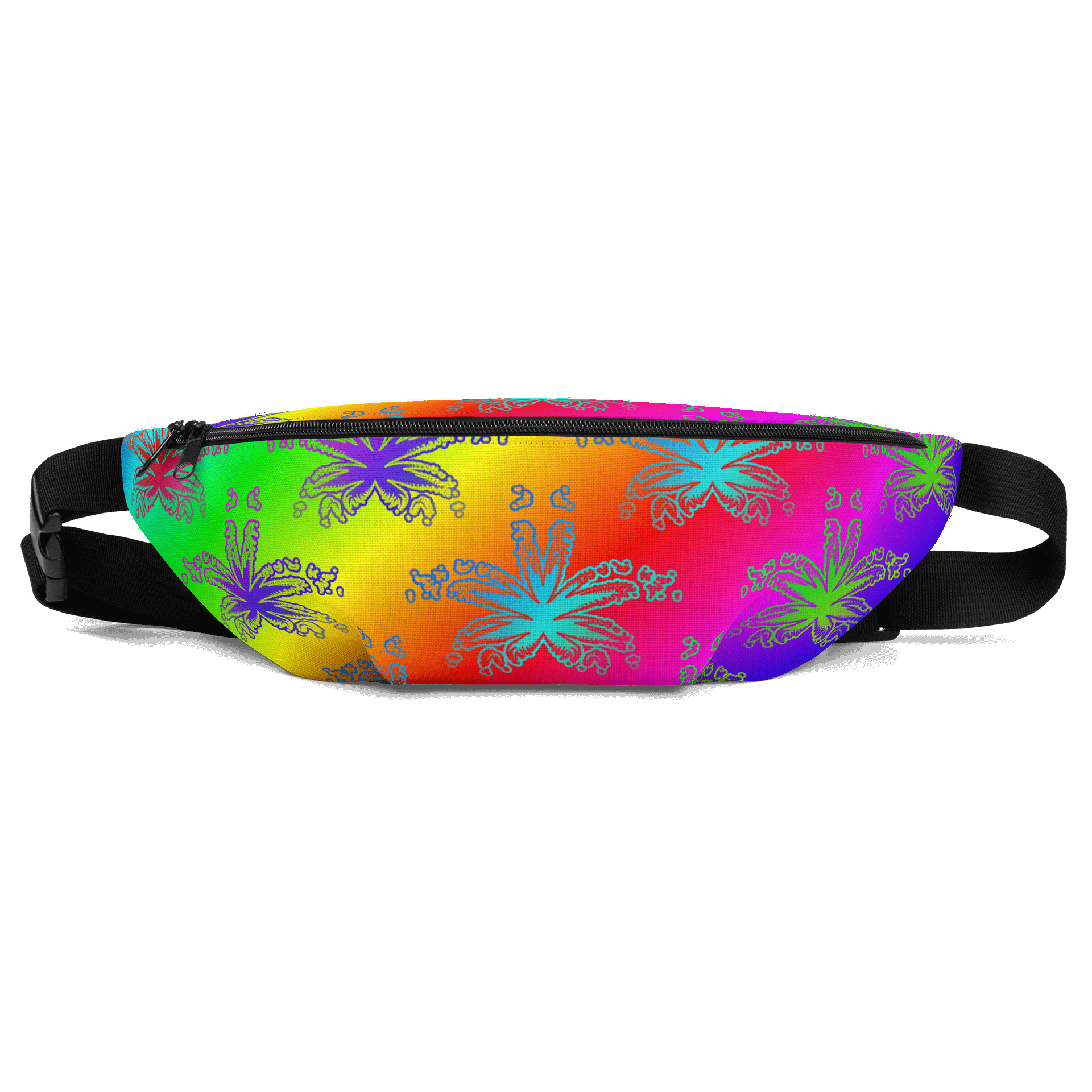 Rainbow Cannabis 420 Fanny Pack, Weed Leaf Art Pattern Pride Bag product image (1)