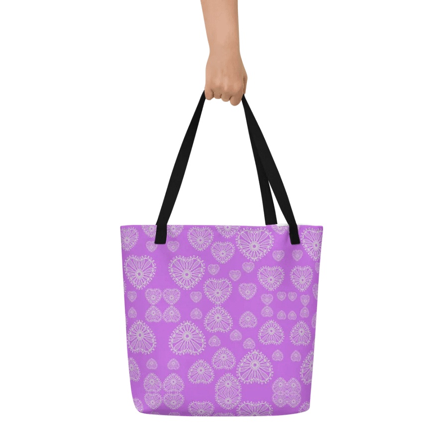 Lilac Love Heart Tote Bag product image (6)