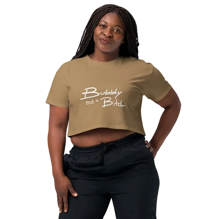 Bubbly and a B*tch (white design) printed cotton crop top product image (13)
