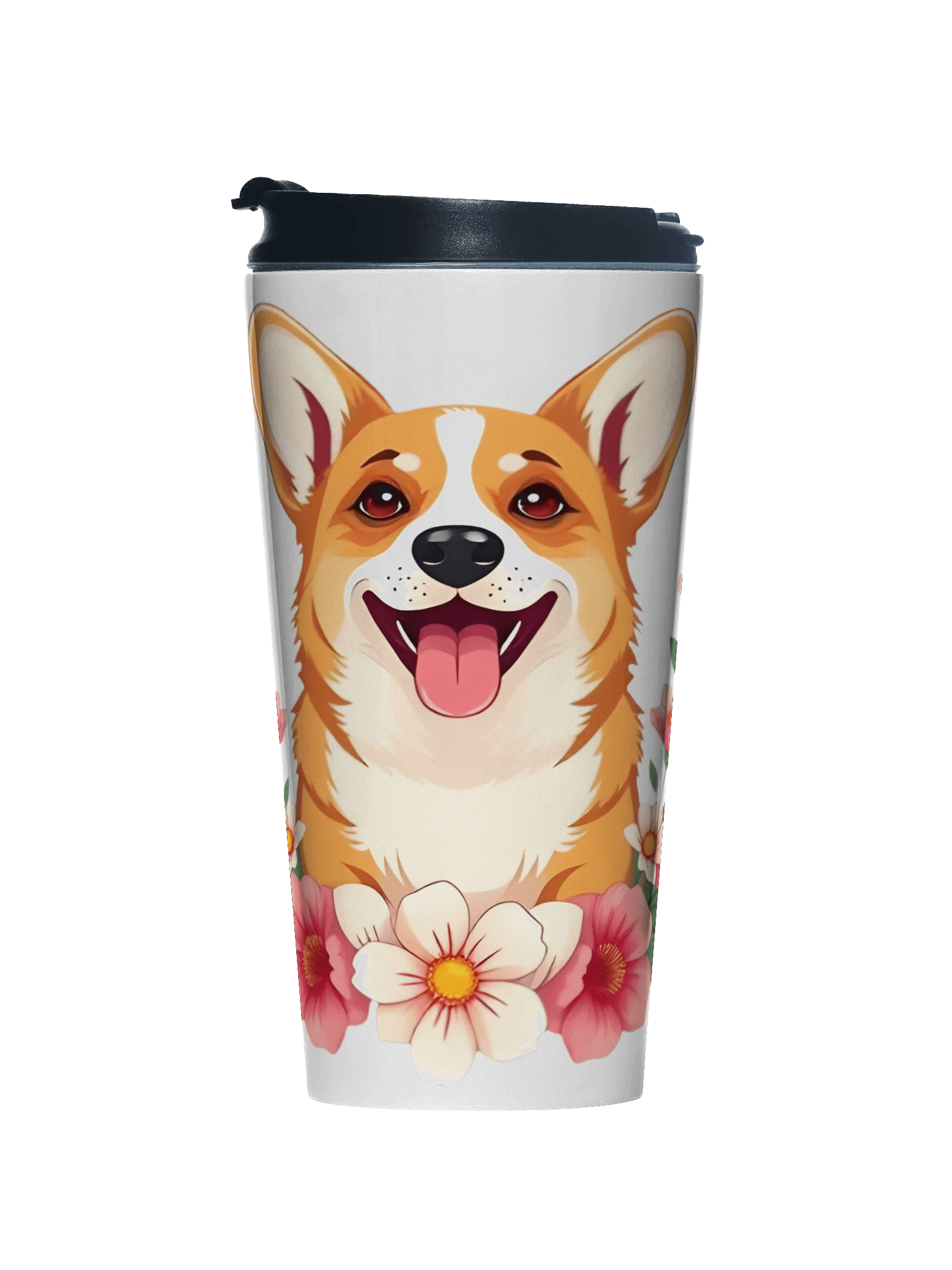 Floral Corgi Dog Travel Mug product image (1)