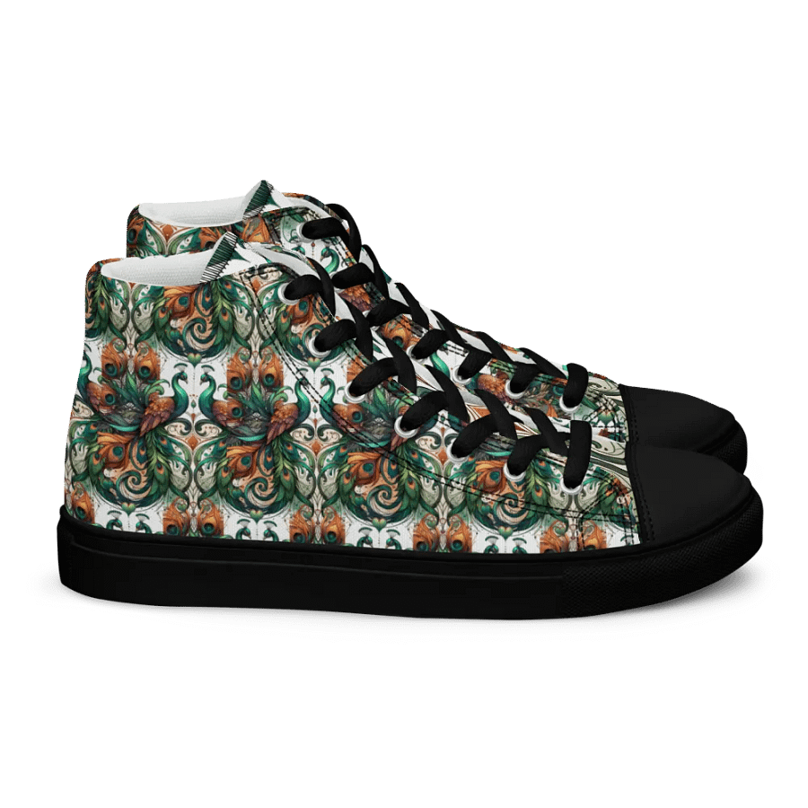 Peacock Feathers Women's High Top Canvas Shoes product image (5)