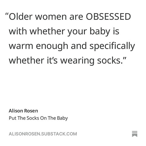 I wrote about old ladies and socks and menopause and coffee. Link in bio or alisonrosen.substack.com