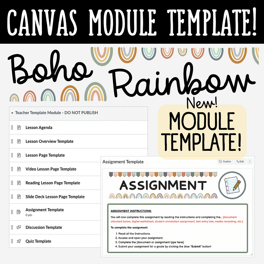 Canvas LMS Template - COURSE BUNDLE - Boho Rainbow - 100% Customizable product image (3)