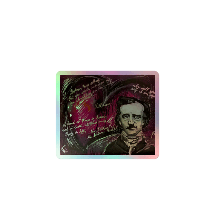 Edgar Allen Poe Heart Holographic Sticker product image (1)
