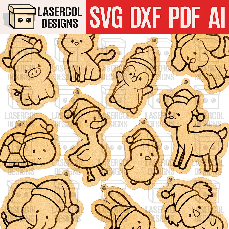 Christmas Ornaments Mega Bundle (12 Sets, +120 Ornaments) - Laser Cut Files product image (9)