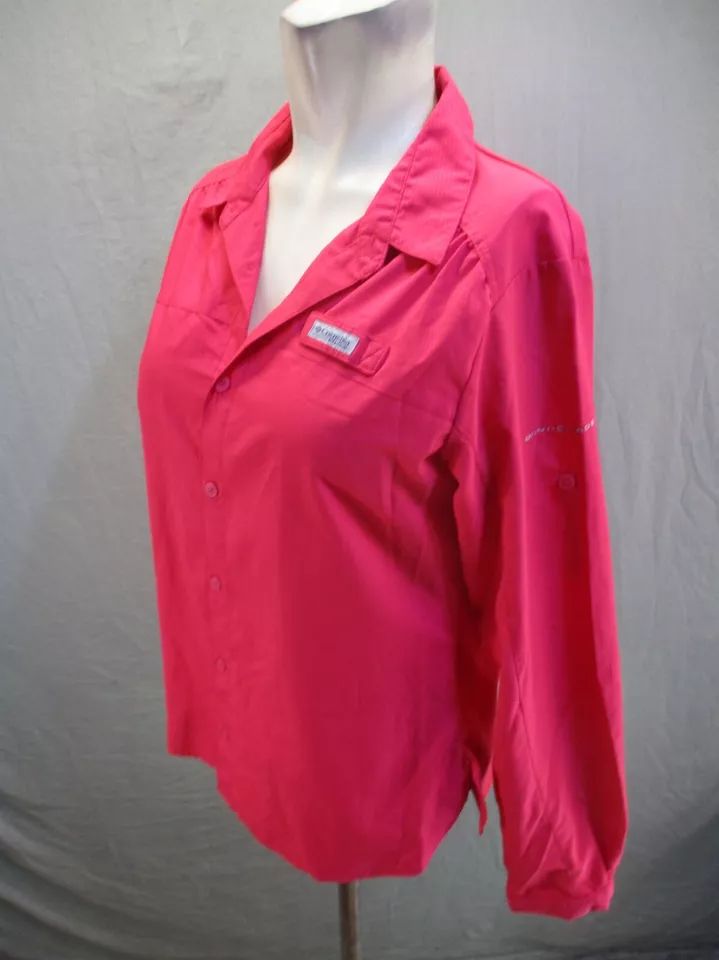 Columbia PFG OMNI-SHADE Size XL (18-20) Girls Pink Lined Button Down Shirt 919 product image (3)