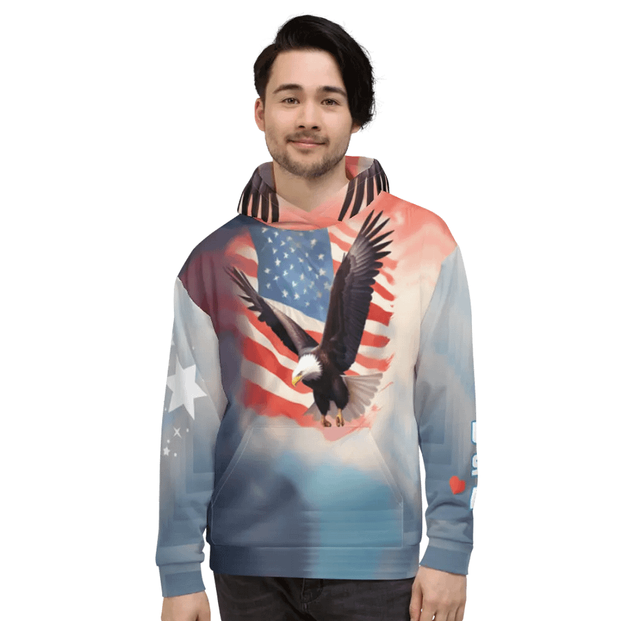 Flying Bald Eagel/All-Over Print Recycled Unisex Hoodie by Sublicolor product image (4)