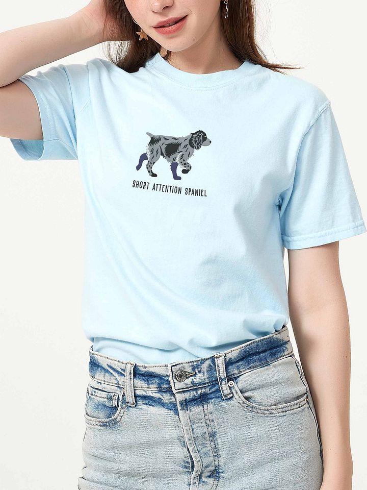 Short Attention Spaniel T-Shirt(Embroidered) of a Cocker Spaniel(Blue Roan) product image (2)