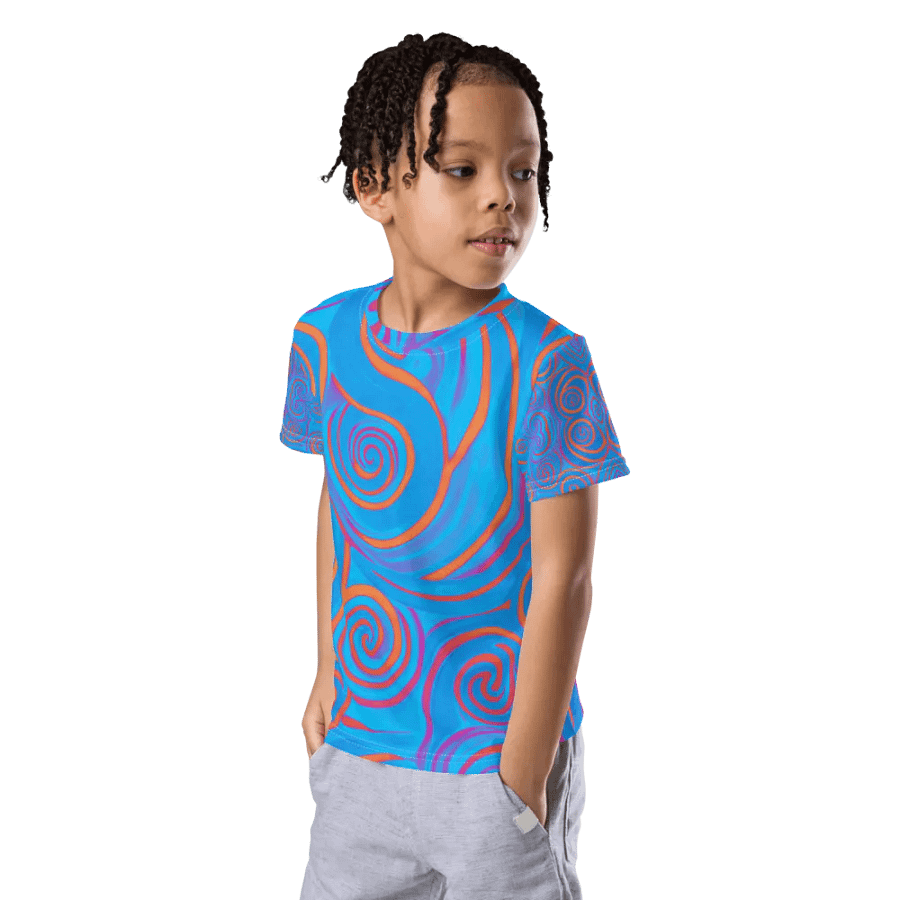 Funky Blue Dreams Liquid Tie-Dye Kid's and Toddler's Crew Neck T-shirt product image (6)