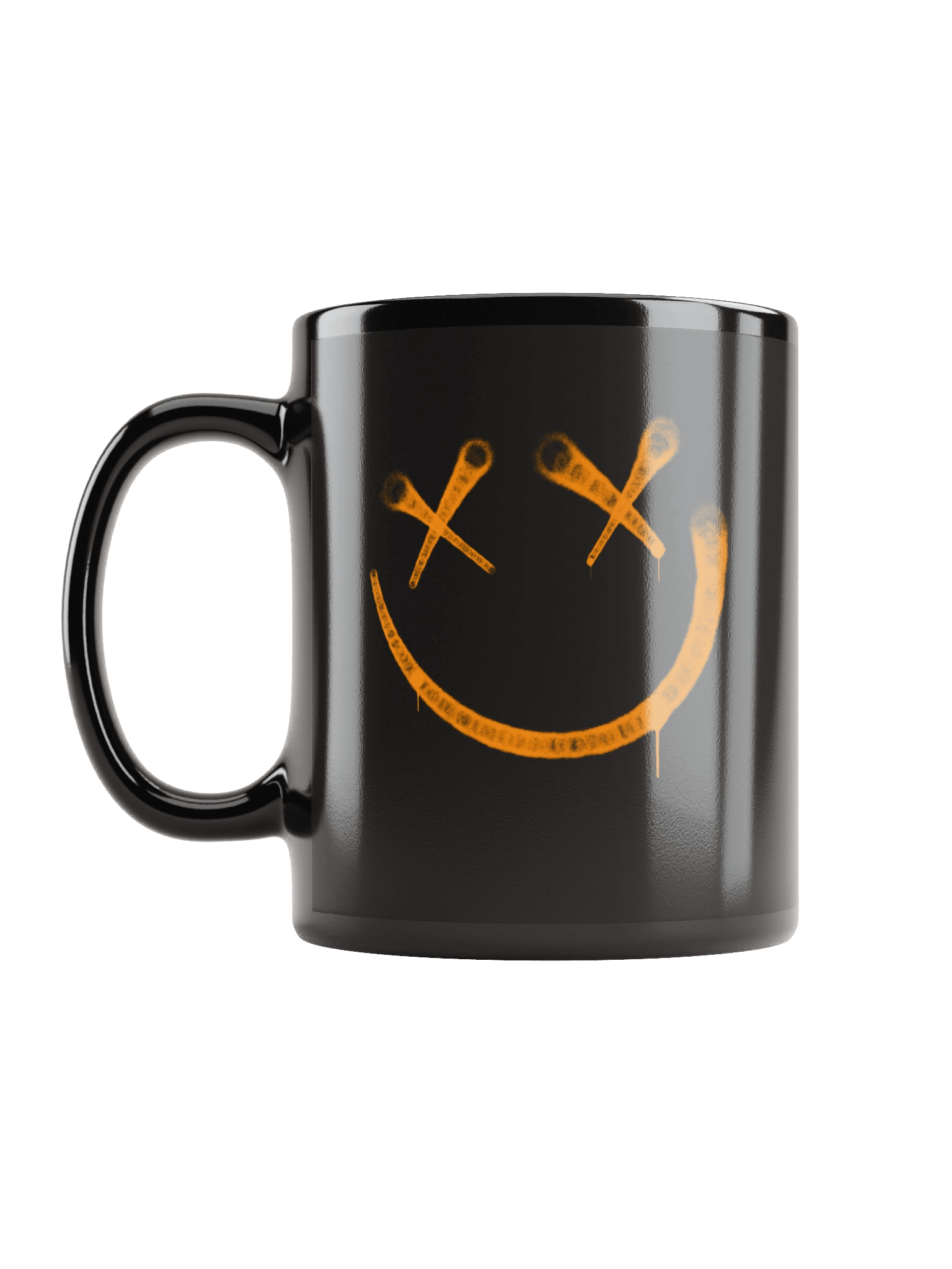 Grunge Style Crossed Eyes Smile Face Black Coffee Mug product image (2)
